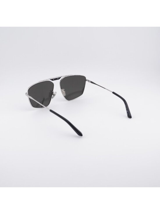 Balenciaga BB0246SA 002 Sunglasses Silver Aviator Frame, Silver Mirror Double